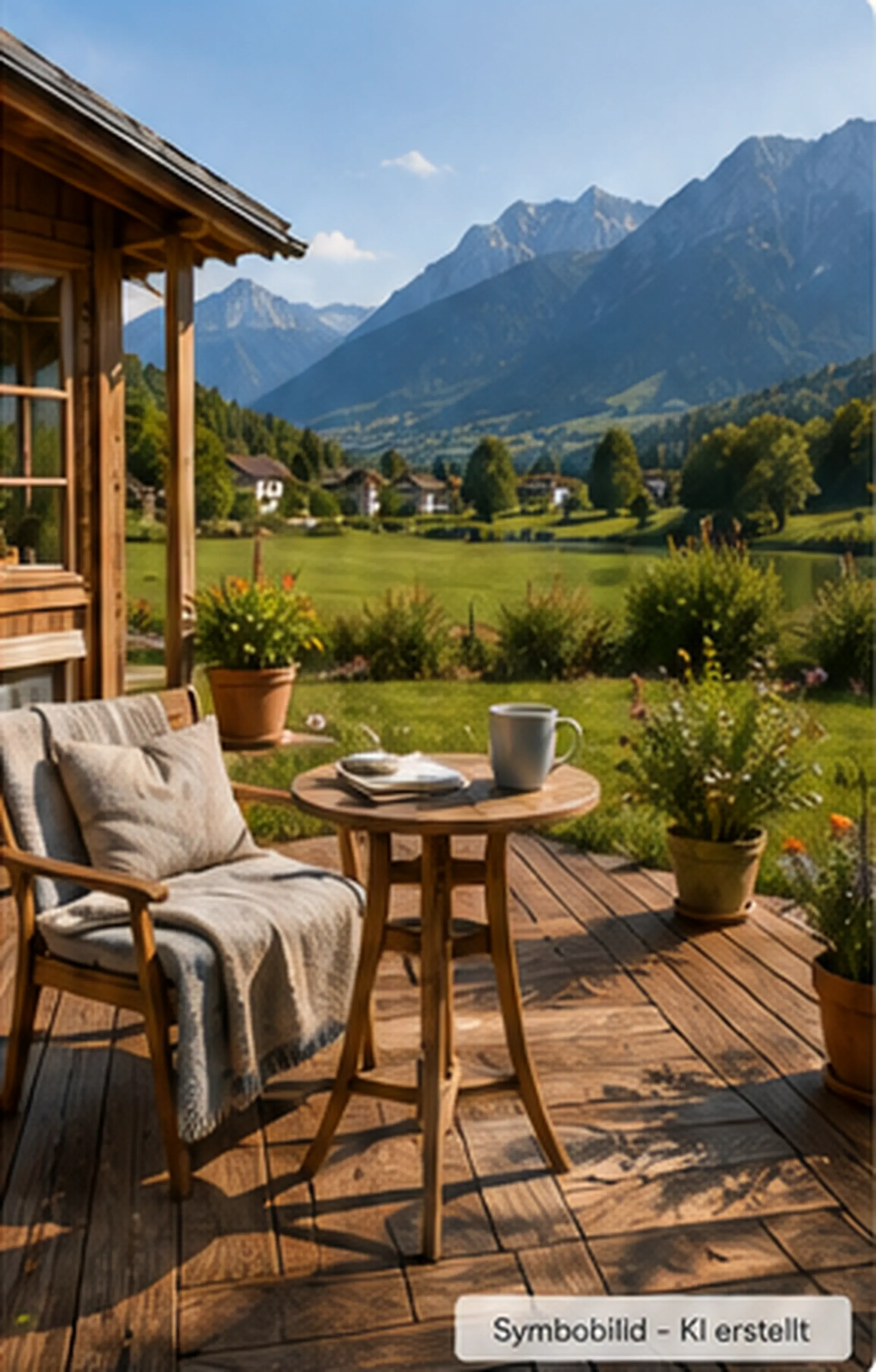 Ferienimmobilie mit Terrasse und Blick auf bayerische Berge